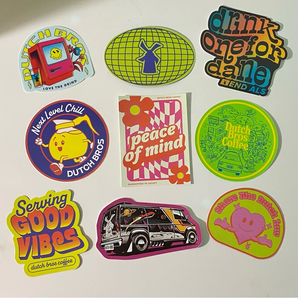 Pack of 9 Dutch Bros Stickers